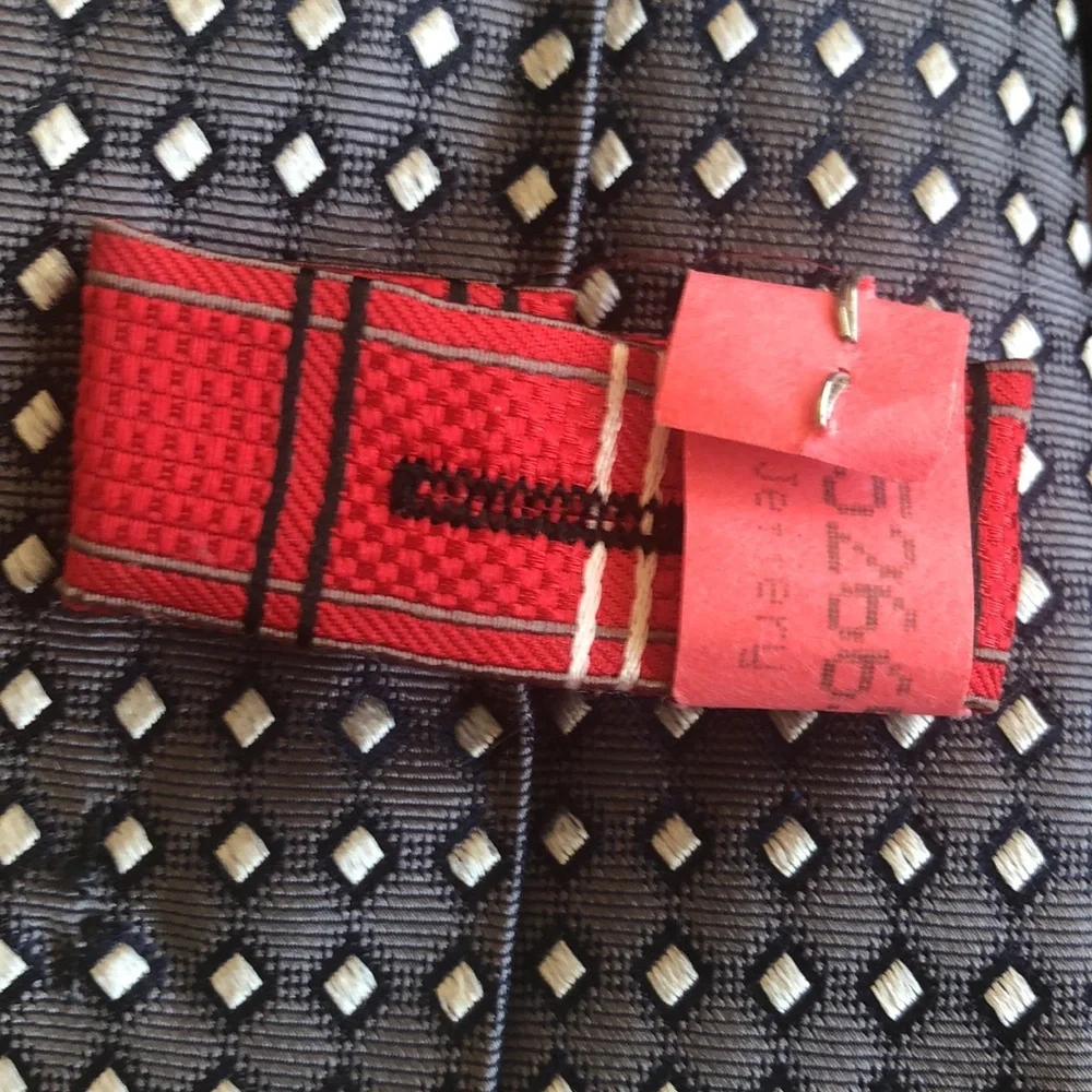 Haines & Bonner‎ London 100% Silk Handmade Tie Gray, Navy & Cream - EUC